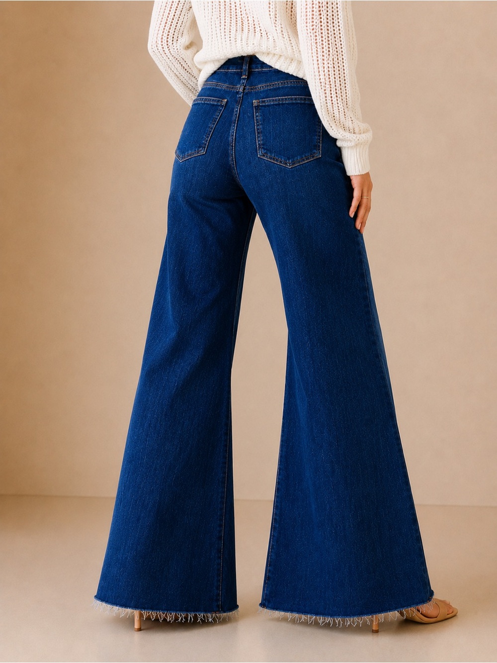 KUT from the Kloth Meg Fab AB Dark Wash Wide Leg High Rise Stretch Raw Hem Jeans - Picture 3 of 9